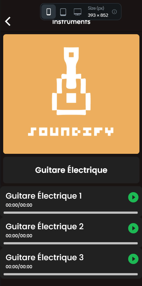 Écran Instruments de Soundify